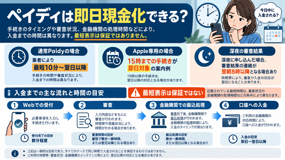 ペイディは即日現金化できる？