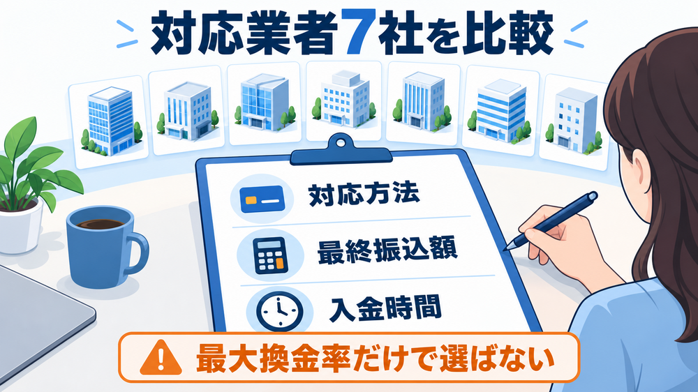 後払い現金化に対応する業者7社を一覧で比較