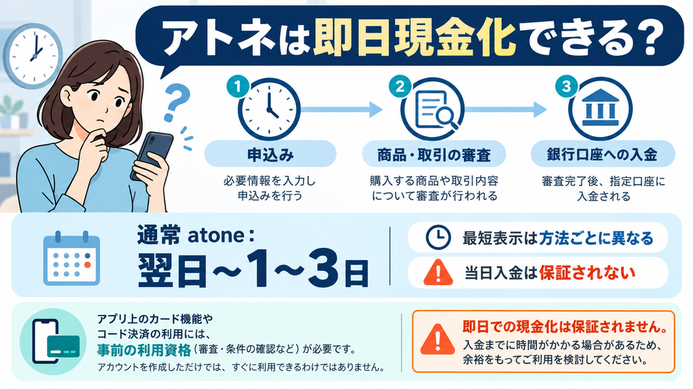 アトネは即日現金化できる？
