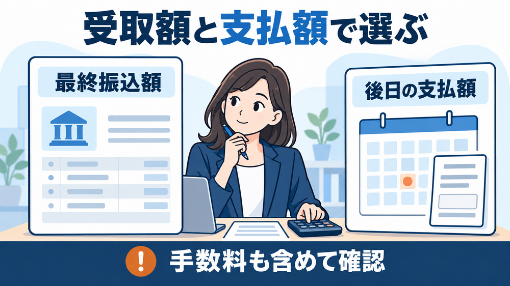 後払い現金化業者の選び方｜最終振込額と後日の支払額で比べる